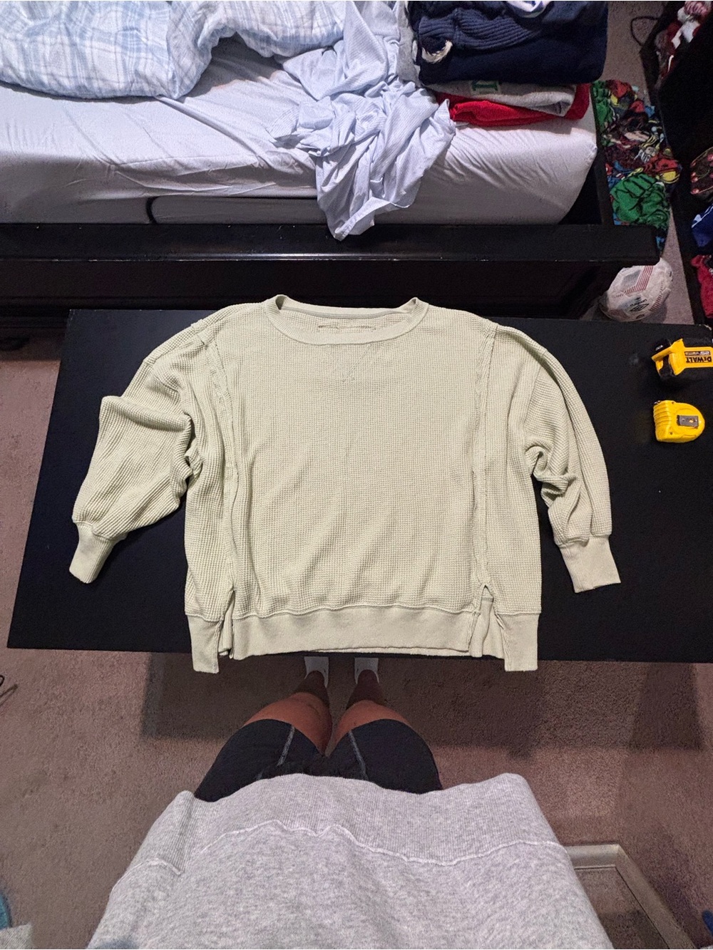 American Eagle light green waffle knit sweater in XS